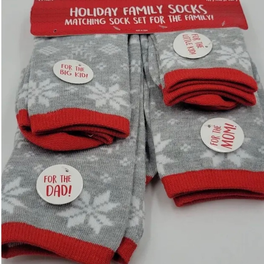 Holiday Family Socks matching sock set for the family. Snowflakes